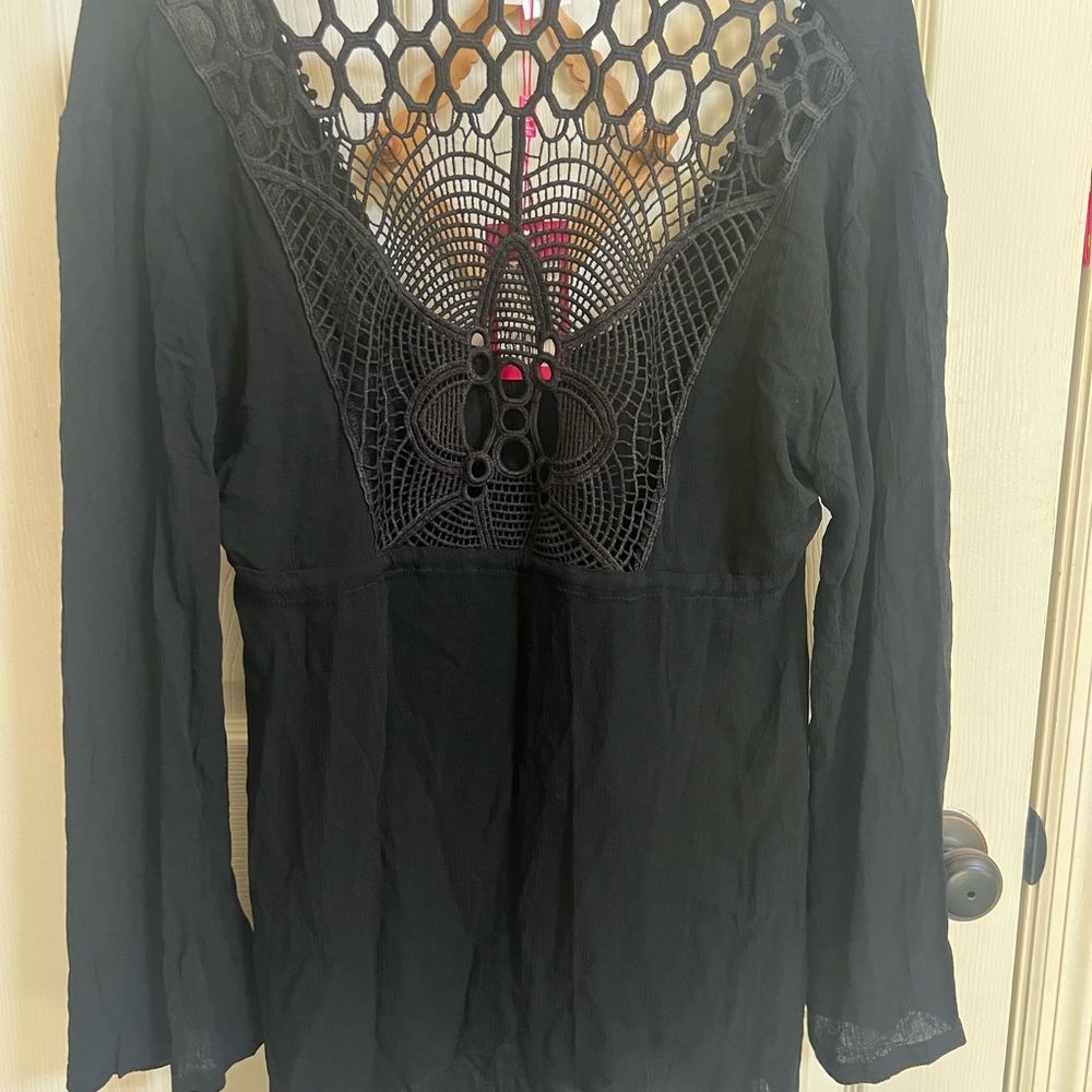 Heat Swimwear Black Crochet Back Tie Cover up XL new with tags, Resortwear, Pool - Picture 5 of 6